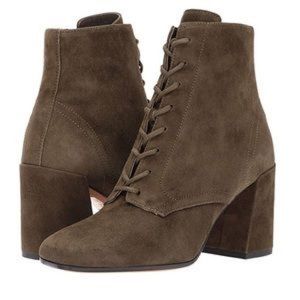 Vince suede ankle boots chunky heel suede green